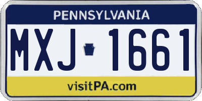 PA license plate MXJ1661