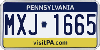 PA license plate MXJ1665