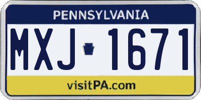 PA license plate MXJ1671