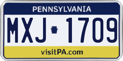PA license plate MXJ1709