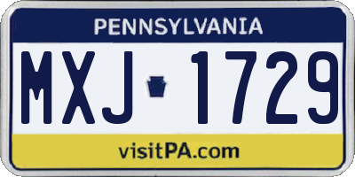 PA license plate MXJ1729