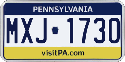 PA license plate MXJ1730
