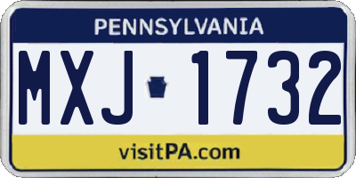 PA license plate MXJ1732