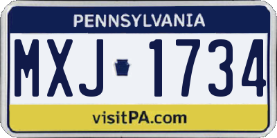 PA license plate MXJ1734