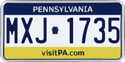 PA license plate MXJ1735