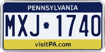 PA license plate MXJ1740