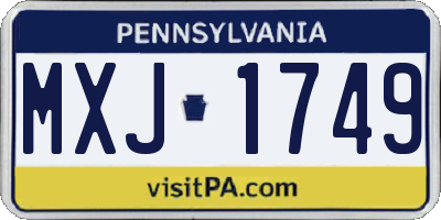 PA license plate MXJ1749