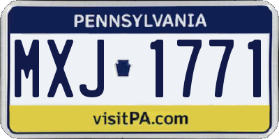PA license plate MXJ1771