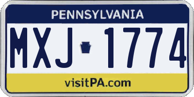 PA license plate MXJ1774