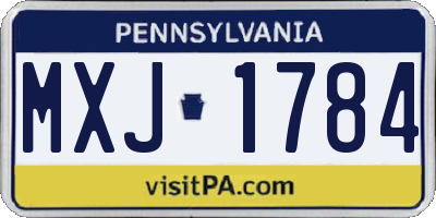 PA license plate MXJ1784