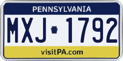 PA license plate MXJ1792