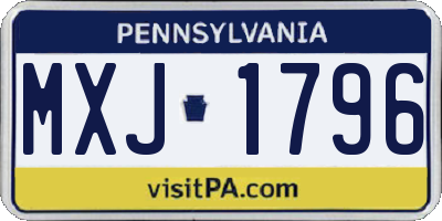 PA license plate MXJ1796