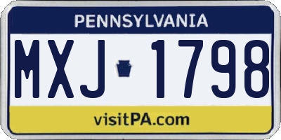 PA license plate MXJ1798