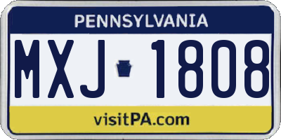 PA license plate MXJ1808