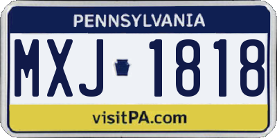 PA license plate MXJ1818