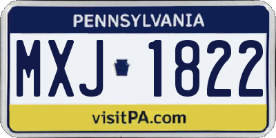 PA license plate MXJ1822