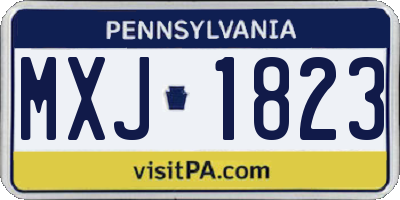 PA license plate MXJ1823
