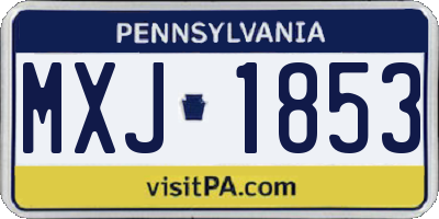 PA license plate MXJ1853
