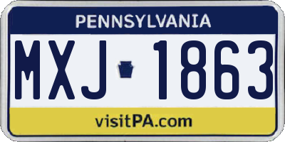 PA license plate MXJ1863
