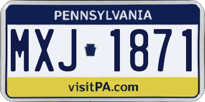 PA license plate MXJ1871