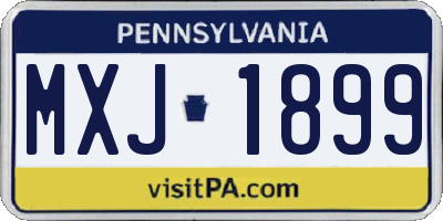 PA license plate MXJ1899