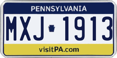 PA license plate MXJ1913