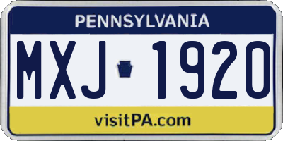 PA license plate MXJ1920