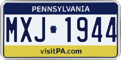 PA license plate MXJ1944