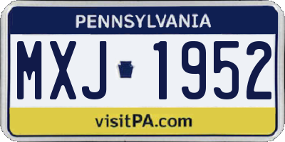 PA license plate MXJ1952