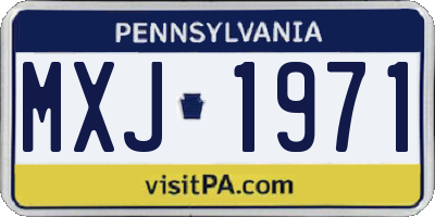 PA license plate MXJ1971