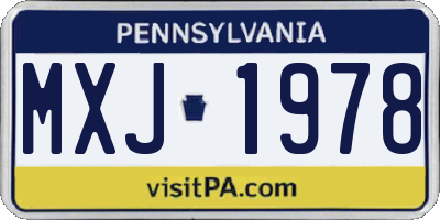 PA license plate MXJ1978