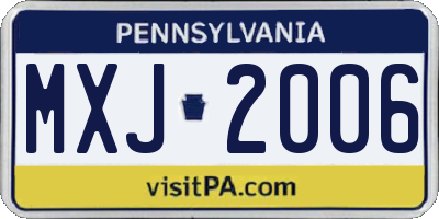 PA license plate MXJ2006