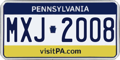 PA license plate MXJ2008