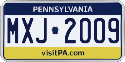 PA license plate MXJ2009