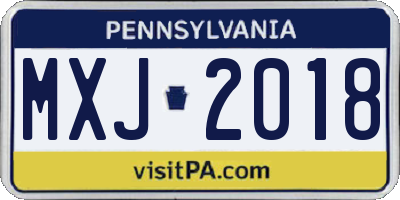 PA license plate MXJ2018