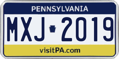 PA license plate MXJ2019