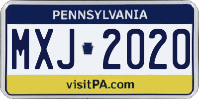 PA license plate MXJ2020
