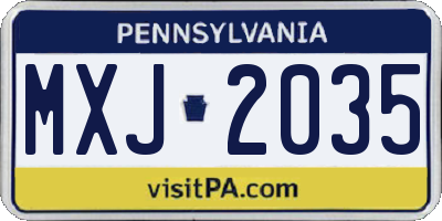 PA license plate MXJ2035