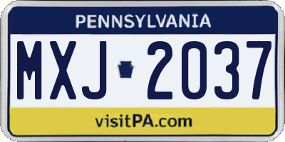 PA license plate MXJ2037