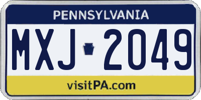 PA license plate MXJ2049