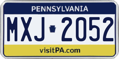 PA license plate MXJ2052