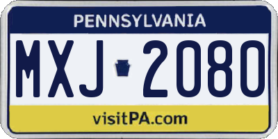 PA license plate MXJ2080