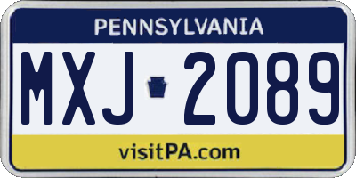 PA license plate MXJ2089