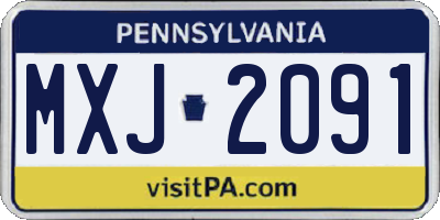 PA license plate MXJ2091