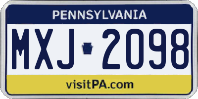 PA license plate MXJ2098