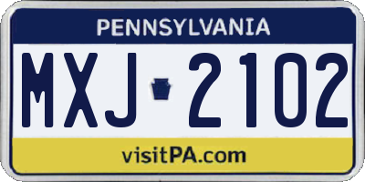 PA license plate MXJ2102