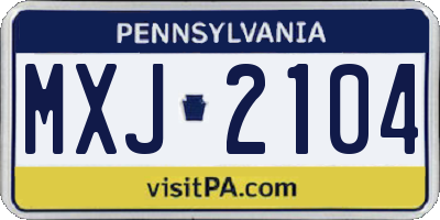 PA license plate MXJ2104