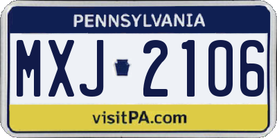 PA license plate MXJ2106