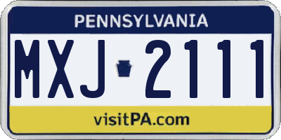 PA license plate MXJ2111