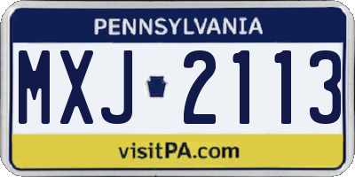 PA license plate MXJ2113